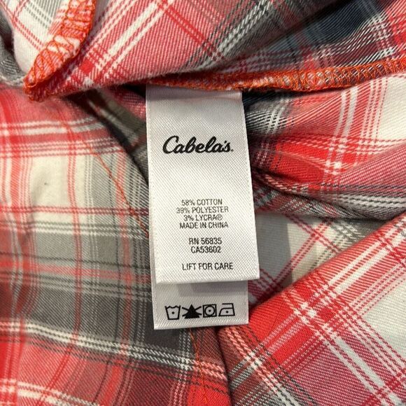 Cabela’s Button Down Shirt Women’s Sz Small Red Plaid Long Sleeve Fitted Hiking - Picture 7 of 7